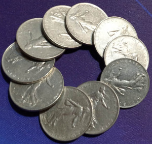 Franta 1960-78 - 1 franc, circulata (10 bucati)