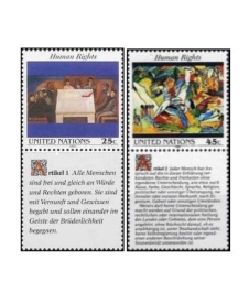 ONU New York 1989 - drepturile omului, serie neuzata cu vinieta