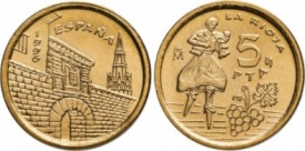 Spania 1996 - 5 pesetas, circulata - La Rioja