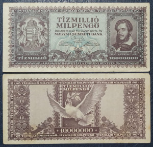 Ungaria 1946 - 10 milion milpengo, circulata
