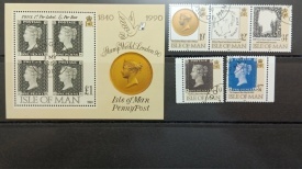 Isle of Man 1990 - 150 de ani primul timbru, serie+colita stampilata