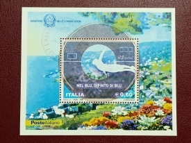 Italia 2008 - melodii celebre Nel blu, colita stampilata