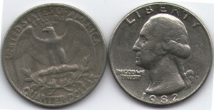 SUA 1986D - 25 cents, circulata
