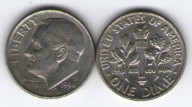 SUA 1992P - 10 cents, circulata