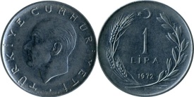 Turcia 1972 - 1 lira, circulata