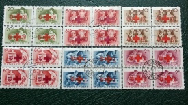 Ungaria 1957 - cruce rosie, serie stampilata supr. de 4
