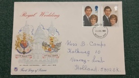 Anglia 1981 - nunta regala, serie pe FDC