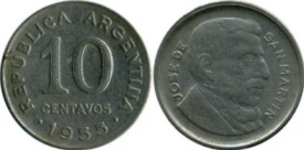 Argentina 1956 - 10 centavos, circulata