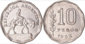 Argentina 1962 - 10 pesos, circulata