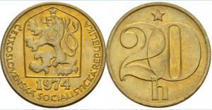 Cehoslovacia 1976 - 20 hellers, circulata