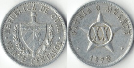Cuba 1971 - 20 centavos, circulata