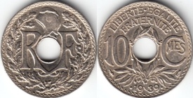 Franta 1939 - 10 centimes, circulata