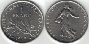 Franta 1974 - 1 franc, circulata