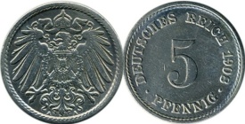 Germania 1906A - 5 pfennig, circulate