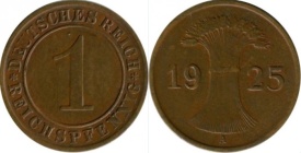 Germania 1923A - 1 reichspfennig, circulata