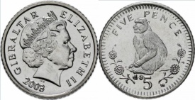 Gibraltar 2003 - 5 pence, necirculata