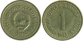 Iugoslavia 1984 - 1 dinar, circulata