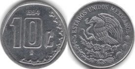 Mexic 1996 - 10 centavos, circulata