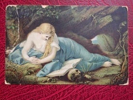 Pictura de P. Battoni - Femeia penitenta Magdalena, vedere litho Stengel