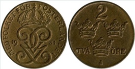 Suedia 1931 - 2 ore, circulata