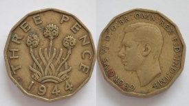 Anglia 1944 - 3 pence, circulata