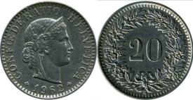 Elvetia 1962 - 20 rappen, circulata