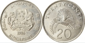 Singapore 1985 - 20 cents, circulata