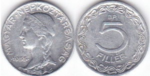 Ungaria 1955 - 5 filler, circulata
