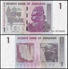 Zimbabwe 2007 - 1 dollar, necirculata