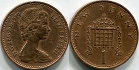 Anglia 1971 - 1 penny, circulata