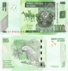 Congo Democratic 2022 - 1000 francs, necirculata
