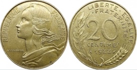 Franta 1989 - 20 centimes, circulata