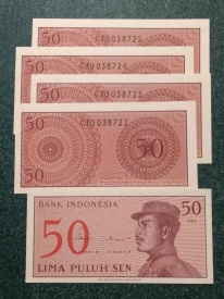 Indonezia 1964 - 50 sen, necirculata (5 bucati)