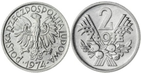 Polonia 1974 - 2 zloty, circulata