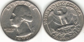 SUA 1970 - 25 cents, circulata