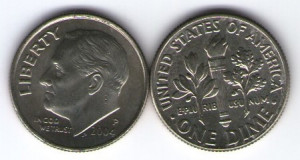 SUA 2015P - 10 cents, circulata