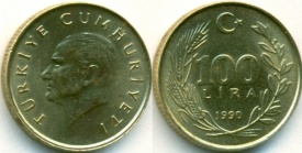 Turcia 1990 - 100 lira, circulata
