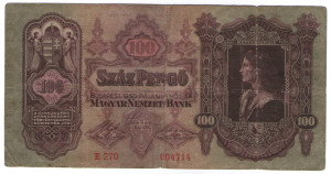 Ungaria 1930 - 100 pengo, circulata uzata