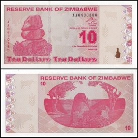 Zimbabwe 2009 - 10 dollars, necirculata