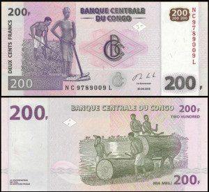 Congo Democratic 2013 - 200 francs, necirculata