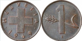 Elvetia 1969 - 1 rappen, circulata