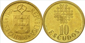 Portugalia 1989 - 10 escudos, circulata