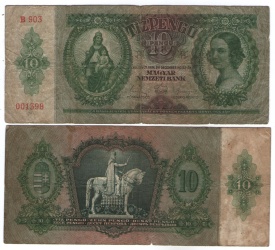 Ungaria 1936 - 10 pengo, circulata
