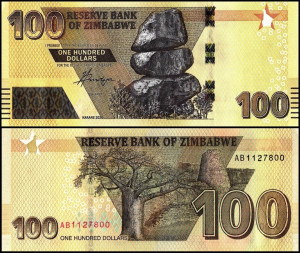 Zimbabwe 2020 - 100 dollars, necirculata