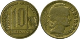 Argentina 1943 - 10 centavos, circulata