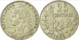 Franta 1905 - 25 centimes, circulata