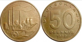 Germania 1950 - 50 pfennig, circulata