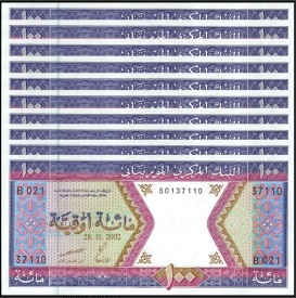 Mauritania 2002 - 100 ouguiya, necirculata (10 bucati)