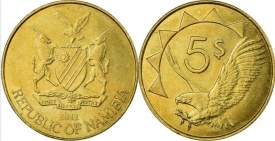 Namibia 2012 - 5 dollars, circulata