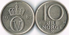 Norvegia 1987 - 10 ore, circulata